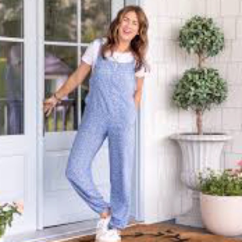 Smash + Tess Jillian Harris Blue Floral Jillyalls Jumpsuit Sz XS